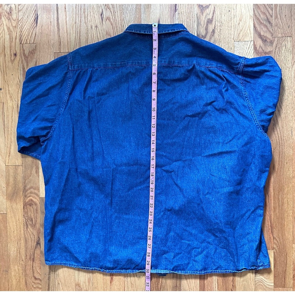Wrangler‎ Denim Shirt Mens Size 3XL Blue Stretch Cotton Button Western Shirt - Picture 12 of 12